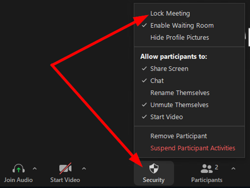 Zoom Security Button